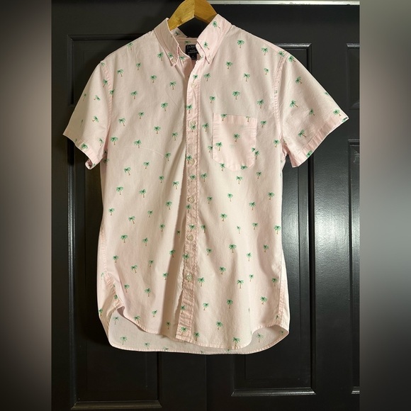 J.Crew Flex Washed Mens Short Sleeve Button Shirt Sz.M-Slim/Palm Tree Print (E)5 - Picture 3 of 10